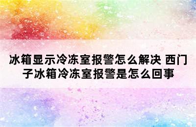 冰箱显示冷冻室报警怎么解决 西门子冰箱冷冻室报警是怎么回事